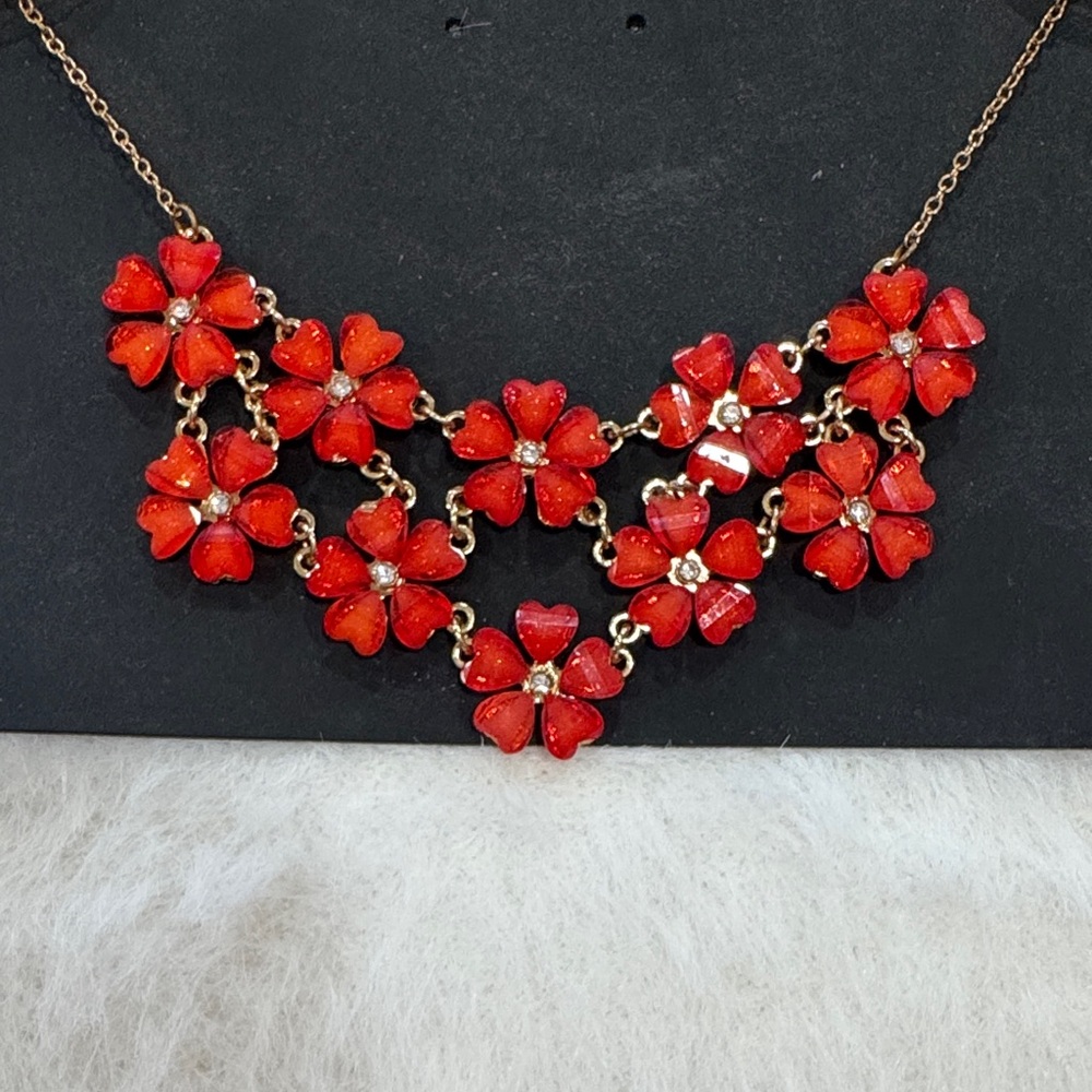 Nicole Miller Vibrant Red Floral Necklace